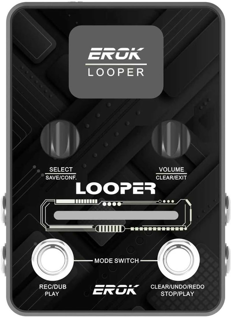 EROK Looper Guitar Pedal, XS-02 Looper Pedal with 40 Slots & 160 Mins Looping Time, LED Progress Light Guitar Loop Pedals with Fade Out, USB Data Transfer for Electric Guitar/Bass (Black) - Image 1